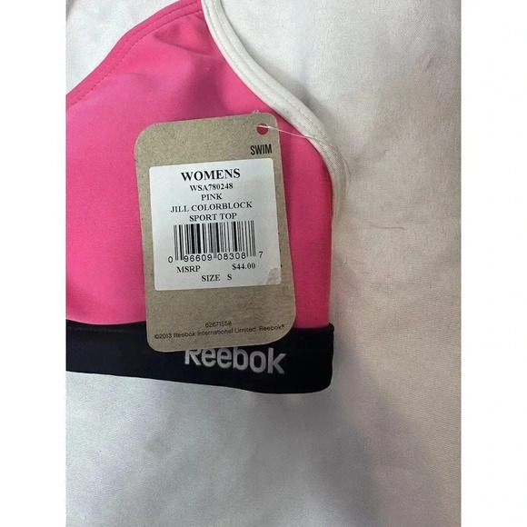 NWT Reebok Jill Colorblock Pink Swimsuit Bikini Top Women's Size Small - Picture 6 of 9